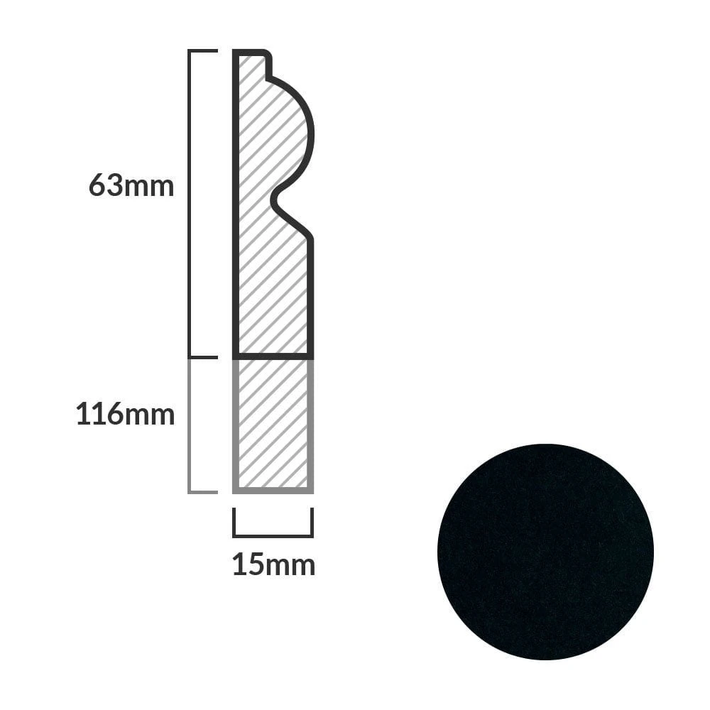 Leader Black Torus Laminate Skirting Board (2.4m) 4 Leader Black Torus Laminate Skirting Board (2.4m) - Image 2