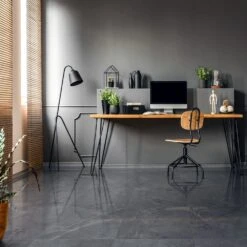 Liberty Floors Grey Marble - Lustre Plaza 8mm High Gloss Laminate Flooring (222936)