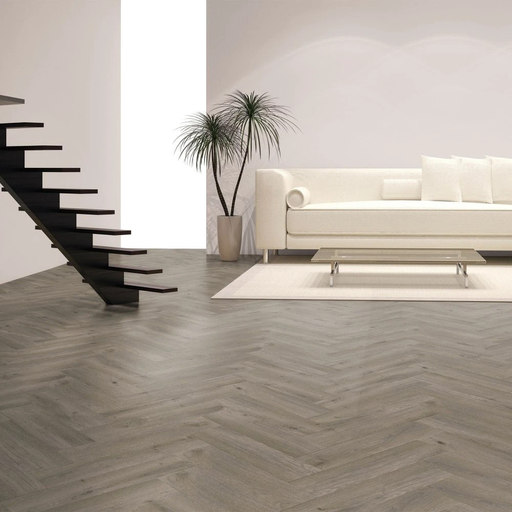 Liberty Floors Grey Oak - Herringbone SPC 5.5mm Rigid Core Vinyl Flooring (219442) 3 Liberty Floors Grey Oak - Herringbone SPC 5.5mm Rigid Core Vinyl Flooring (219442)
